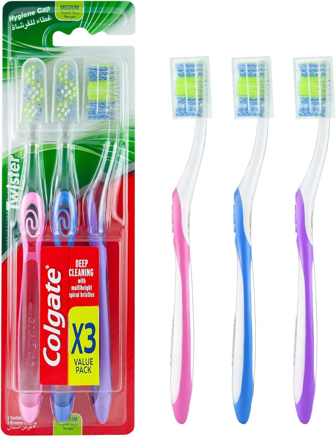 COLGATE TOOTHBRUSH TWISTER MED 3PK   (Head) - 1