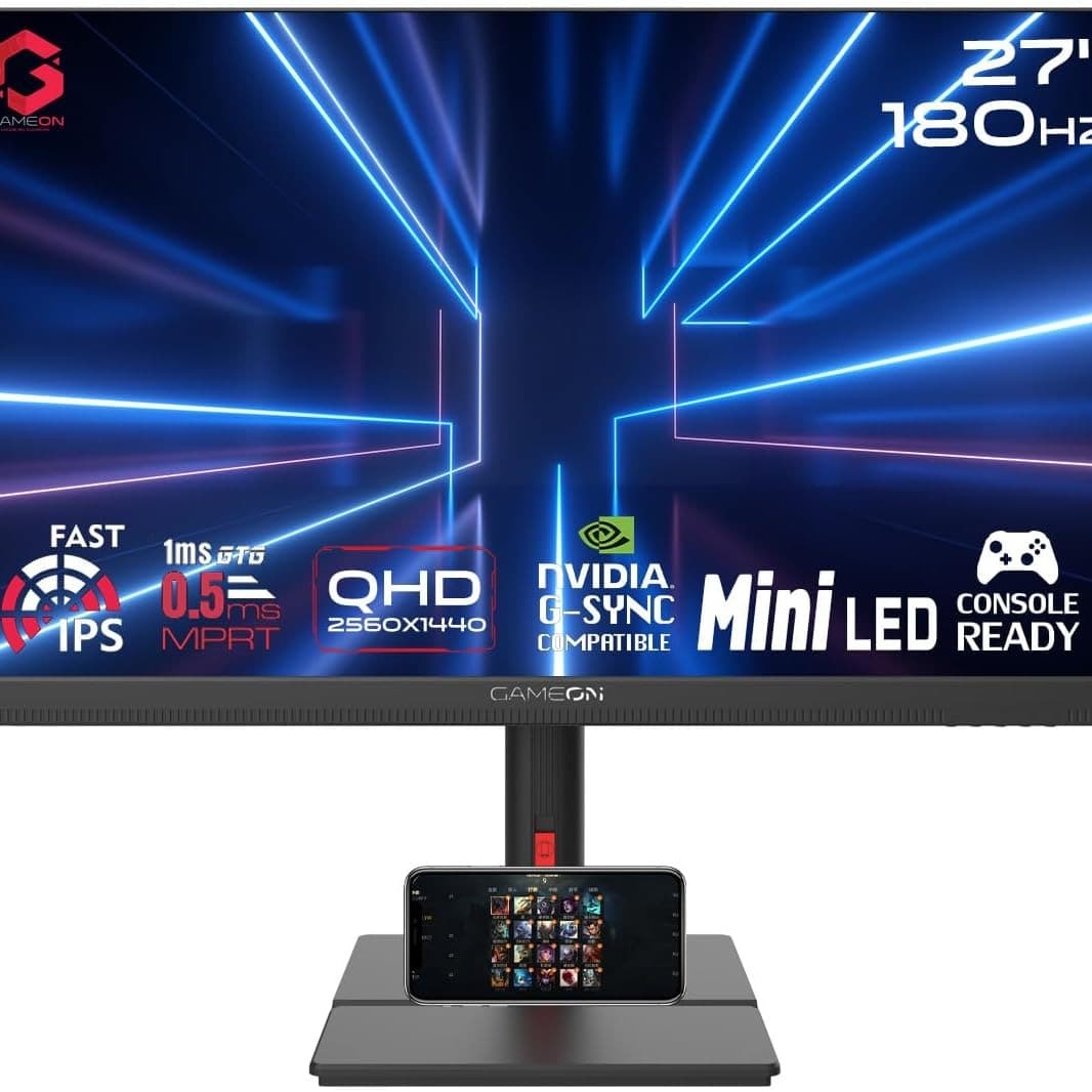 GAMEON GOML27QHD180IPS Midnight Signature 27" Black Gaming Monitor, 2560x1440p 2K QHD Fast IPS, 180Hz Refresh Rate, Ultra-Fast Response, HDMI 2.1, FreeSync/G-Sync, HDR, PS5 Compatible, VRR Support. - 1