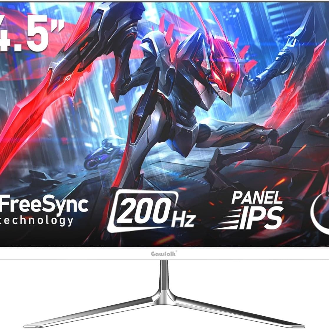 Gawfolk 24.5 Inch Gaming Monitor FHD 200Hz IPS White Computer Display Screen 1080P(1920x1080) FreeSync 99% sRGB 1ms(GTG) Suitable for gaming, home office (Built-in speaker) - 1