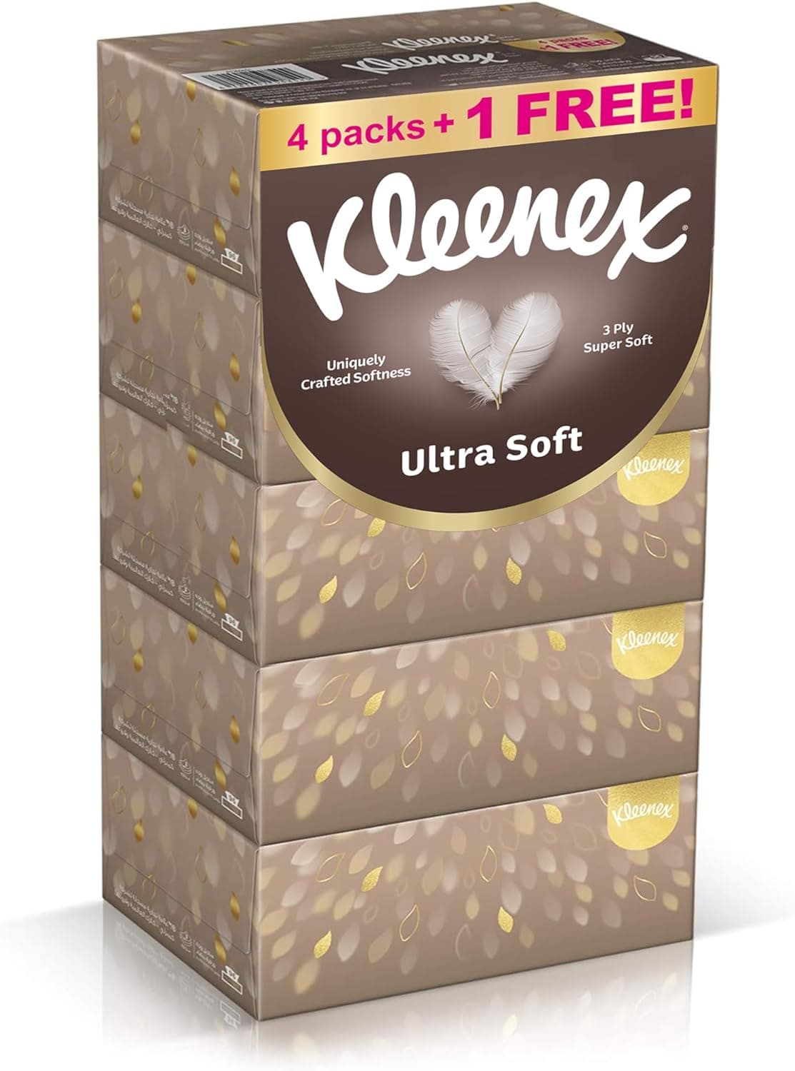 Kleenex Ultra Soft Premium Facial Tissues, Pack of 5 Boxes 96 Sheets X 3 Ply - 1