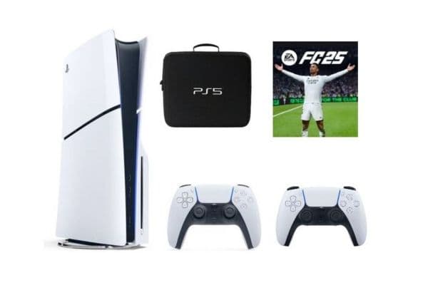 Sony PlayStation 5 Console Disc Slim 1TB (International Edition/TRA) with Extra Controller, Bag and EA Sports FC 2025 - 1