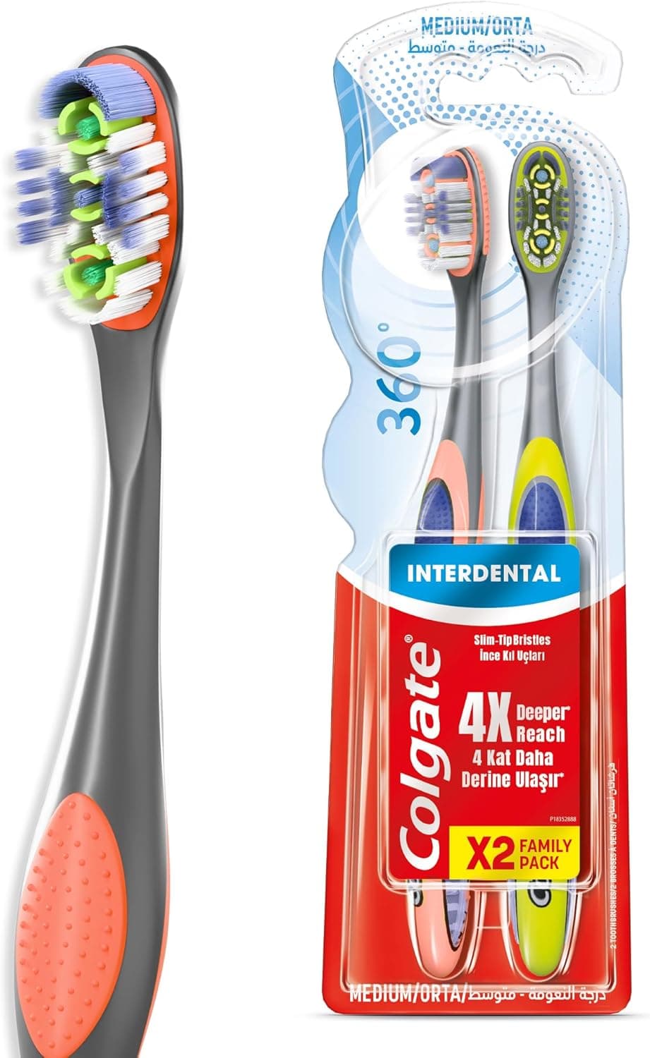 COLGATE TOOTHBRUSH 360 INTERDENTAL MEDIUM 2PK - 1