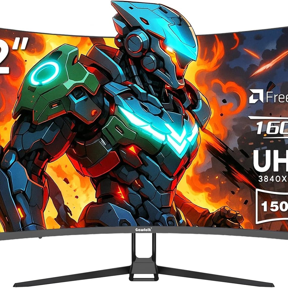 Gawfolk 32 Inch Gaming Monitor UHD 160Hz Curved 1500R Computer Monitor 4K 3840x2160 Display Screen 1ms(GTG) 320cd/m² 120% sRGB RGB Backlight FreeSync For eSports gamers (Built-in Speakers) - 1
