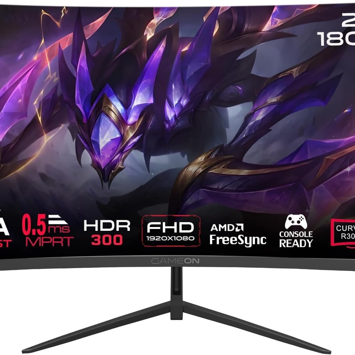 GAMEON GOC27F180VA Pro Series Curved Gaming Monitor 27 inch, 1920x1080p FHD Fast VA Panel, 180Hz, 0.5ms, HDMI 2.1, G-Sync & Freesync, Crosshair assistant, Built-in Speakers, Supports HDR, PS5, VRR - 1