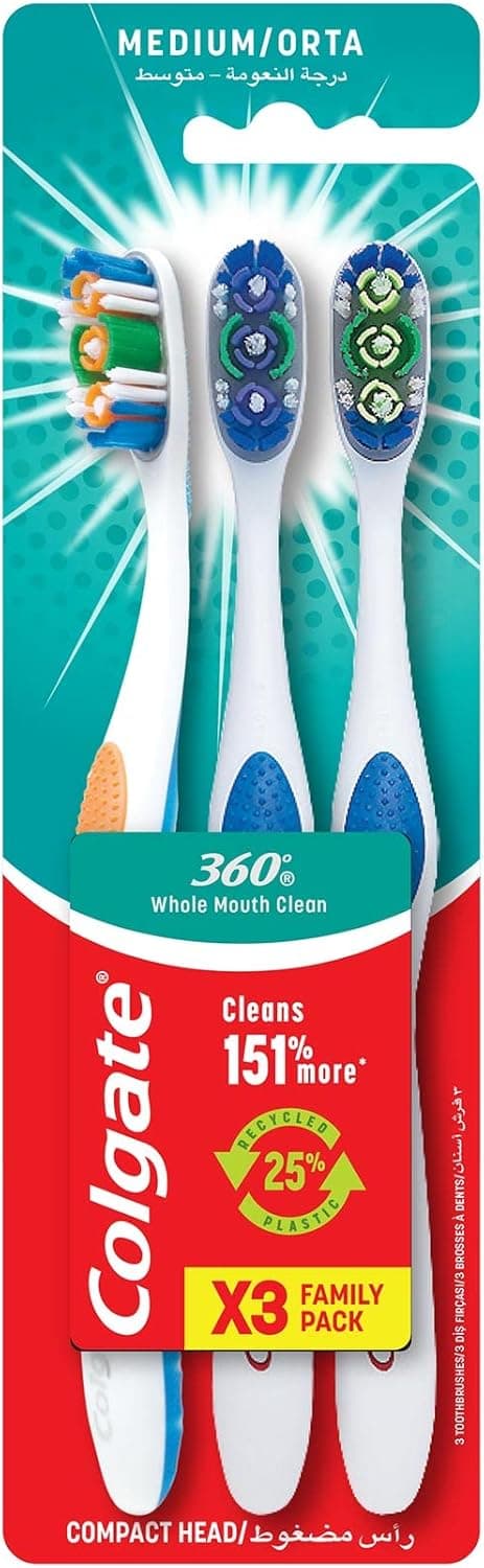 COLGATE  TOOTHBRUSH 360 MED 3PK - 1