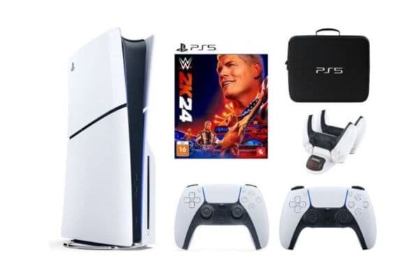Sony PlayStation 5 Console Disc Version Slim 1TB with Extra Controller (International Edition) with Bag, Charger Dock Station and WWE2K24 Game - 1