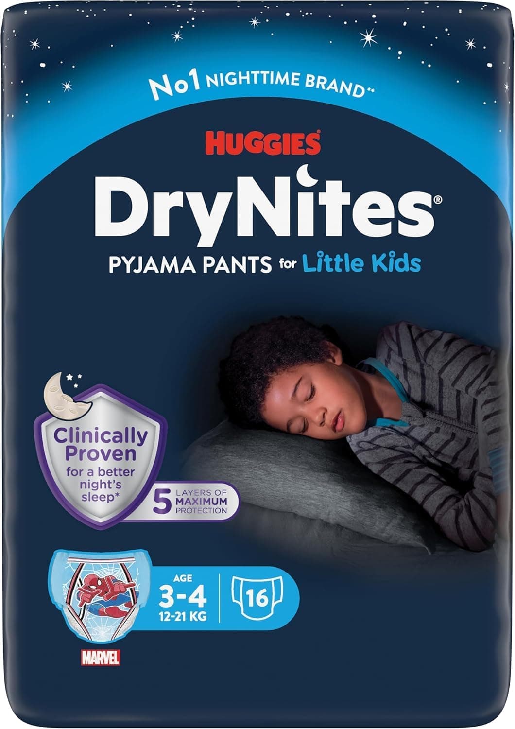 Huggies DryNites Pyjama Pants, 3-5 years, Bed Wetting Diaper, Boy, 16-23 kg, Jumbo Pack, 16 Pants - 1