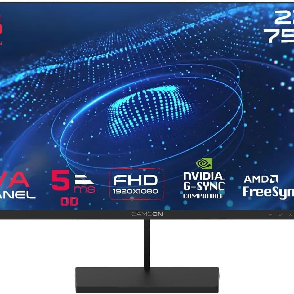 GAMEON GB22F75 Basic Series Monitor 21.45 inch, 1920x1080 FHD VA Panel, 75Hz, 5ms, HDMI 1.4, Adaptive-Sync, Built-in Speakers - Black - 1
