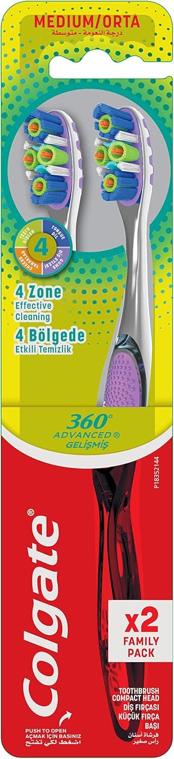COLGATE TOOTHBRUSH 360 ADVANCED 2PK - 1