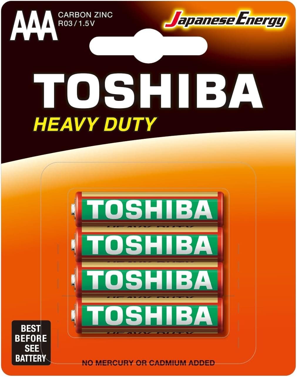 TOSHIBA Heavy Duty Zinc Carbon Battery – Ideal for Low Power Consumption Devices, AAA, Pack of 4 - 1
