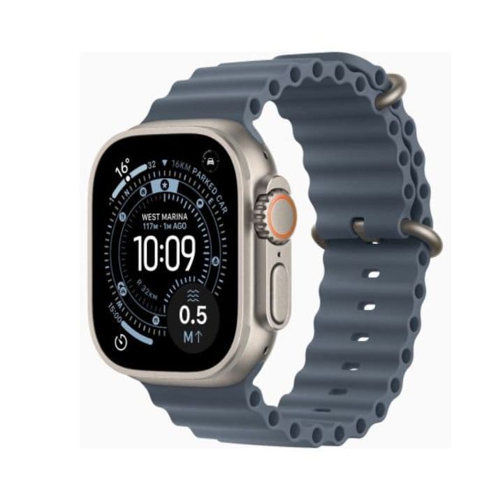 Apple Watch Ultra 3, GPS + Cellular, 49mm, Natural Titanium Case with Anchor Blue Ocean Band - 1