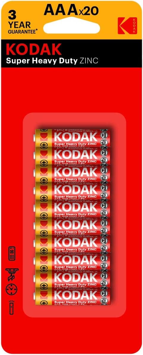KODAK Super Heavy Duty | AAA Batteries | Triple A | Disposable Household | Carbon Zinc | 1.5V | 20 Blister Pack - 1