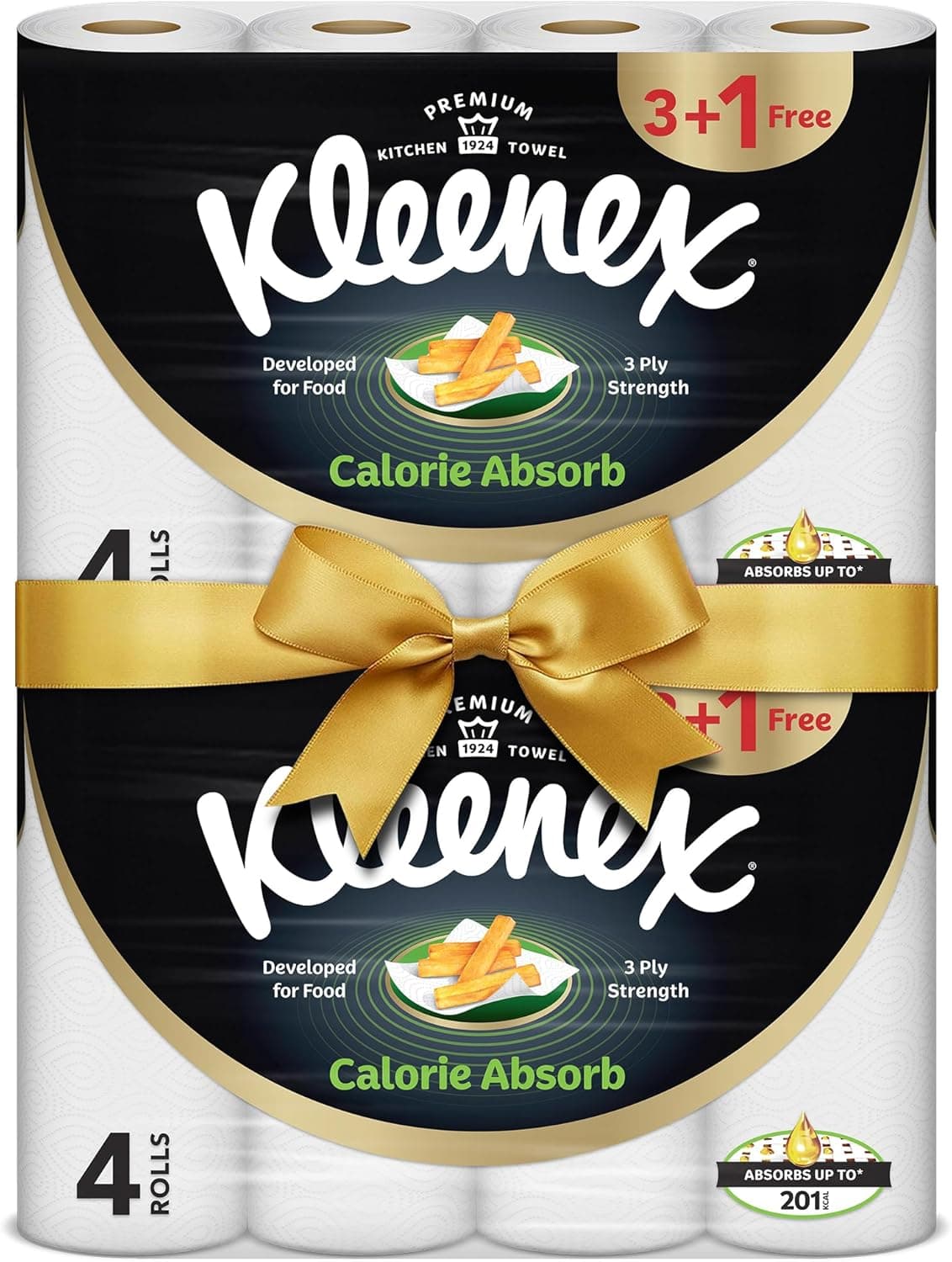 Kleenex Calorie Absorb Kitchen Tissue Paper Towel, 3 PLY, 8 Rolls x 50 Sheets, Food-Grade Strong Absorbent Kitchen Tissue - 1