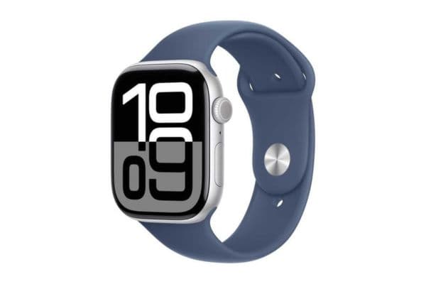 Apple Watch Series 10, GPS 42mm Silver Aluminum Case, with Denim Sport Band – S/M - 1