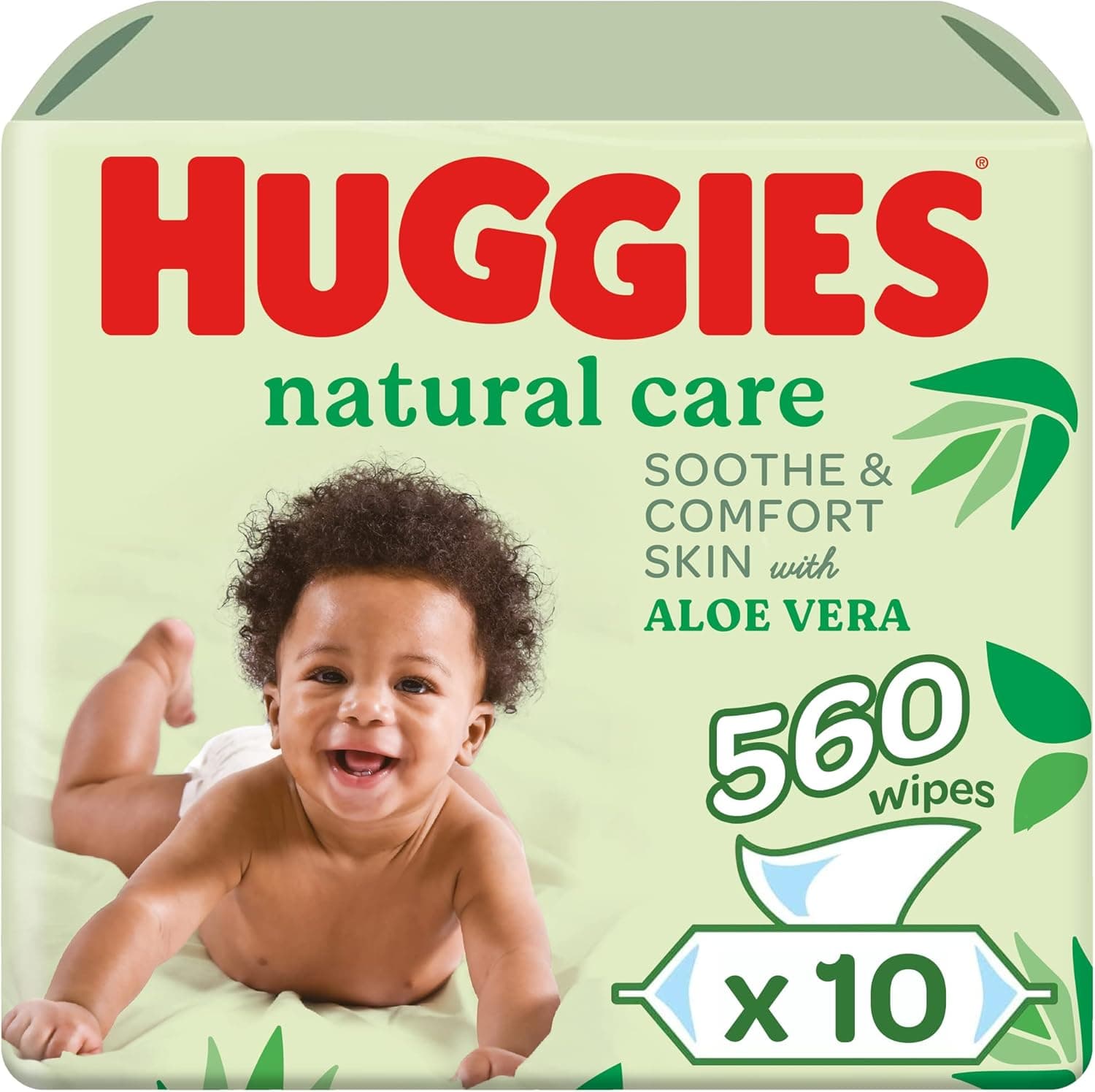 Huggies Natural Baby Wipes, Aloe Vera Wipes, 10 Pack x 56 Wipes (560 Wipes) - 1