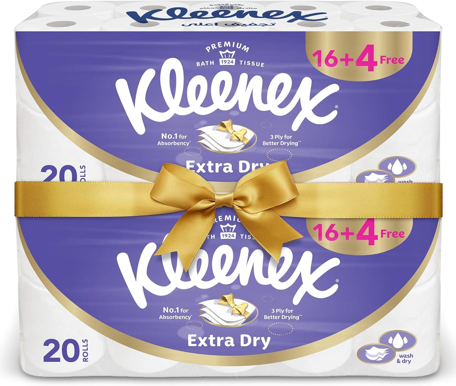 Kleenex Extra Dry Toilet Tissue Paper, 3 PLY, 40 Rolls x 160 Sheets, Embossed Bathroom Tissue with Superior Absorbency - 1