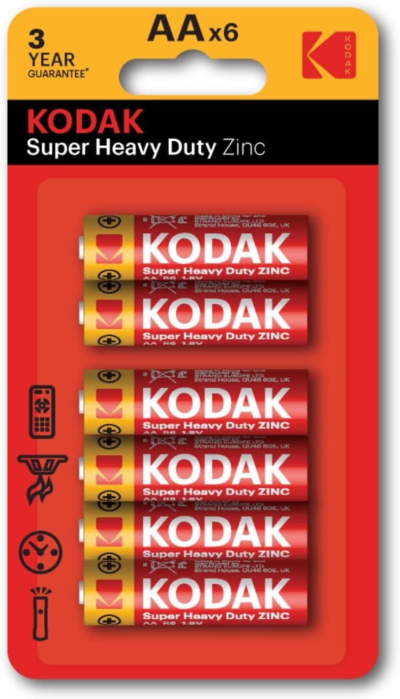 KODAK Super Heavy Duty | AA Batteries | Double A | Disposable Household | Carbon Zinc | 1.5V |6 Blister Pack - 1