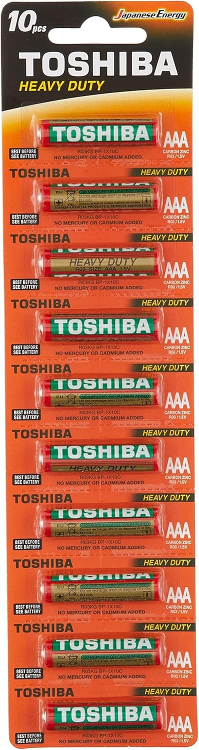 TOSHIBA Heavy Duty Zinc Carbon Battery – Ideal for Low Power Consumption Devices, AAA, Pack of 10 - 1