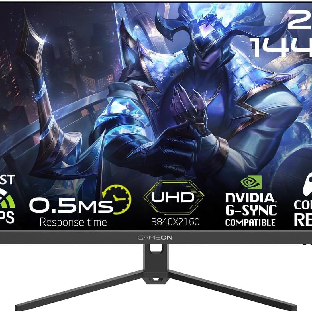 GAMEON GOP28UHD144IPS Pro-Series, Black Gaming Monitor 28 Inch, 3840x2160p 4K UHD monitor IPS Panel, 144Hz Refresh Rate, 0.5ms Response Time, 2.1 HDMI, Supports PS5, شاشه قيمنق 28 بوصة - 1