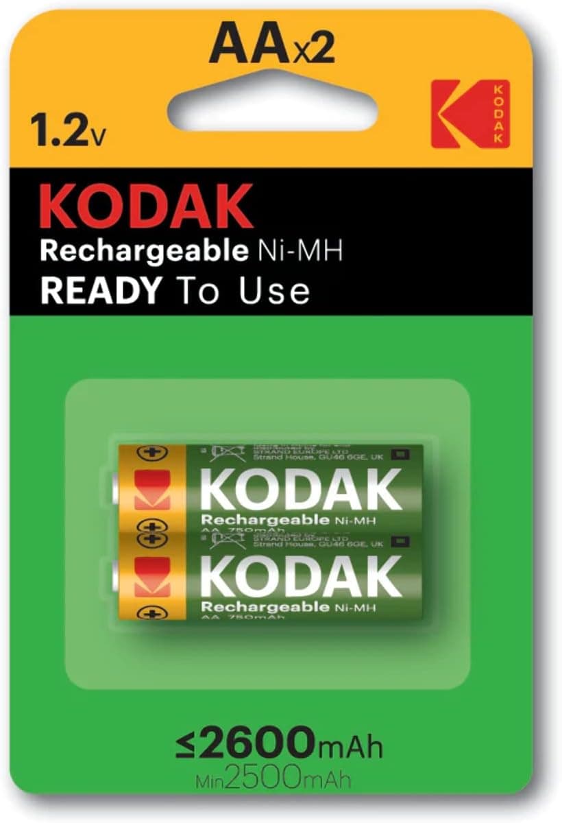 KODAK | AA Batteries Rechargeable | Double A | Ni-MH 2600mAh 1.2V | 2 Pack - 1