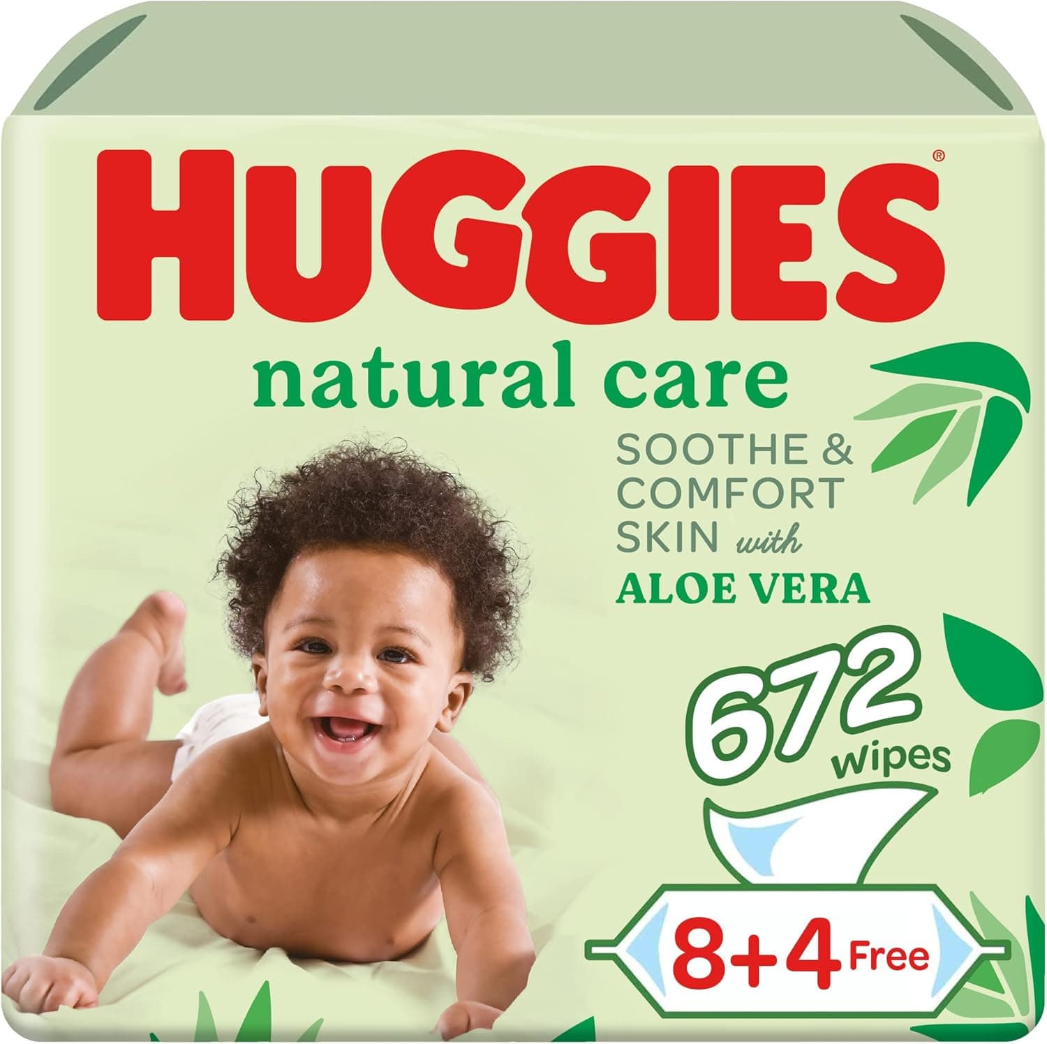Huggies Natural Baby Wipes, Aloe Vera Wipes, 12 Pack x 56 Wipes (672 Wipes) - 1