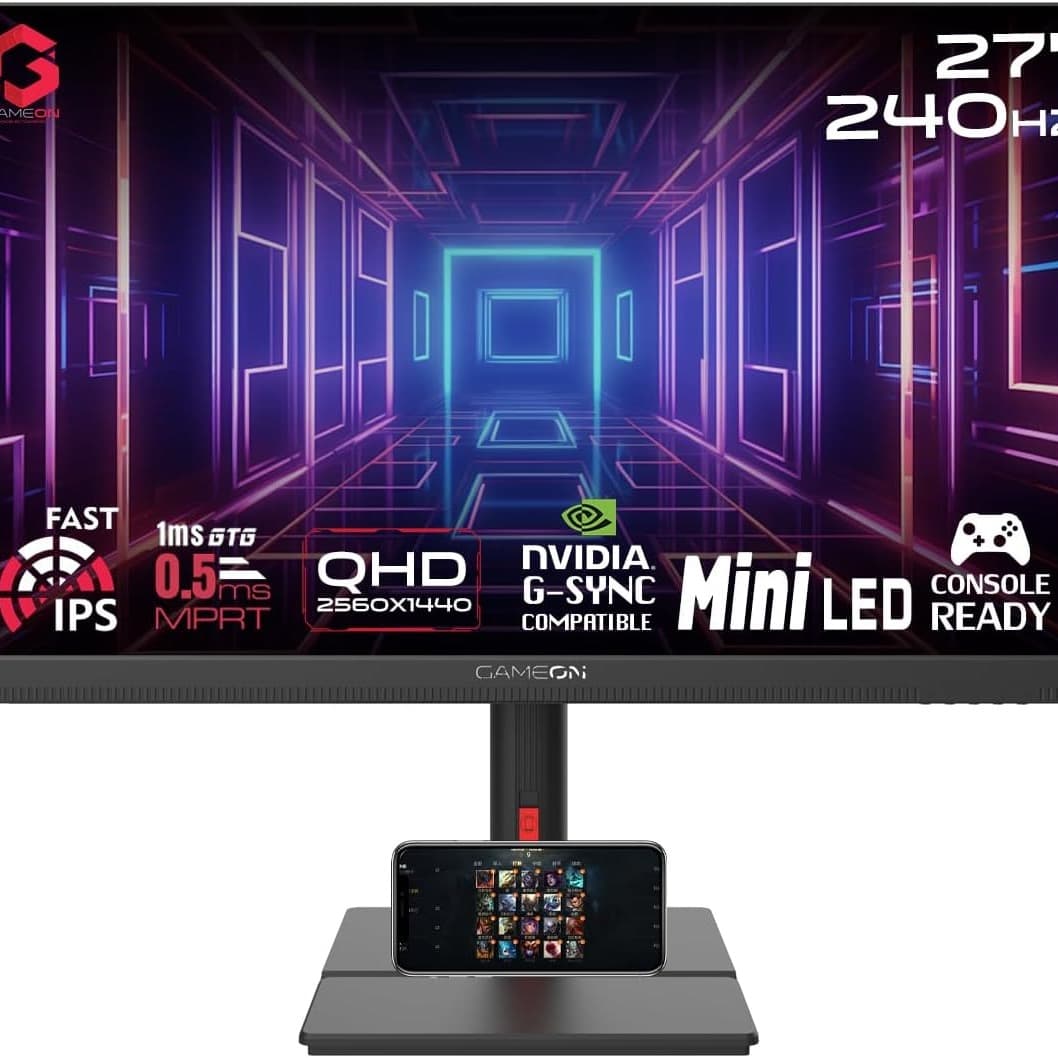 GAMEON GOML27QHD240IPS Midnight Signature 27" Black Gaming Monitor, 2560x1440p 2K QHD Fast IPS, 240Hz Refresh Rate, Ultra-Fast Response, HDMI 2.1, FreeSync/G-Sync, Crosshair, HDR, PS5, VRR Support. - 1