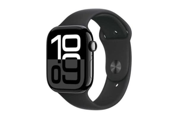Apple Watch Series 10, Cellular, 46mm Jet Black, Aluminum Case with Black Sport Band - 1