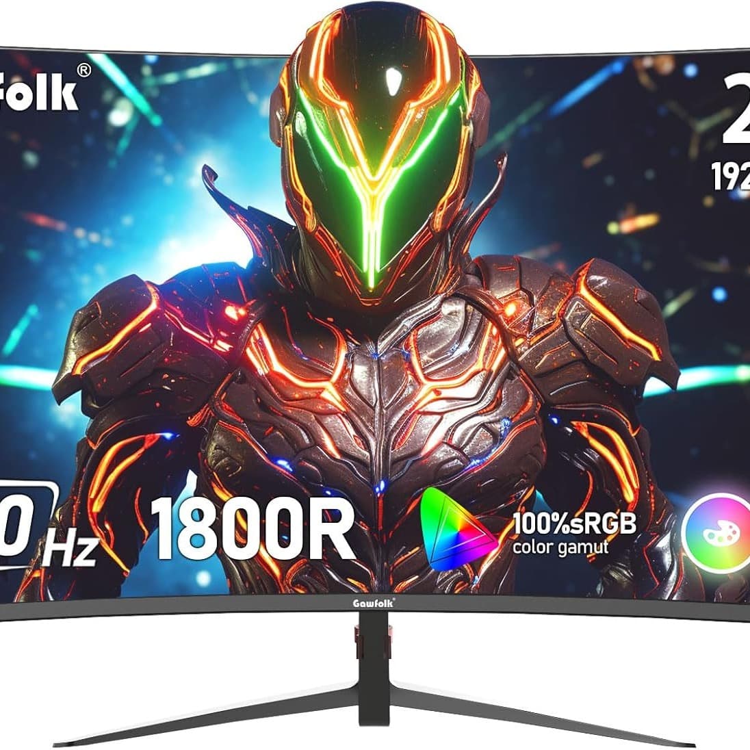 Gawfolk 27 Inch Gaming Monitor FHD 180Hz Curved Computer Monitors 1080P Frameless 1800R Display Screen 100% sRGB FreeSync 1ms(GTG) for Office and Gaming Use - 1