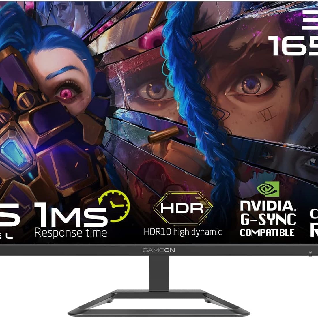 GAMEON GOP32QHD165IPS 32 Inch Gaming Monitor, QHD, 165Hz, 1ms, 2560x1440, 2K Computer Monitor, IPS, HDR 10, G-Sync & FreeSync, Tilt, Flat Screen, HDMI 2.1 Console Compatible - Black - 1