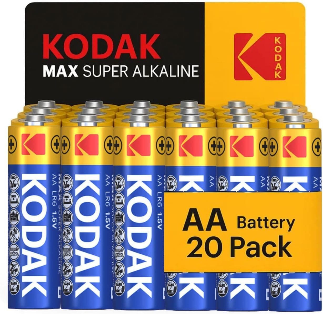 KODAK | AA Batteries | Double A | Disposable Household Alkaline | 1.5V | 20 Pack - 1