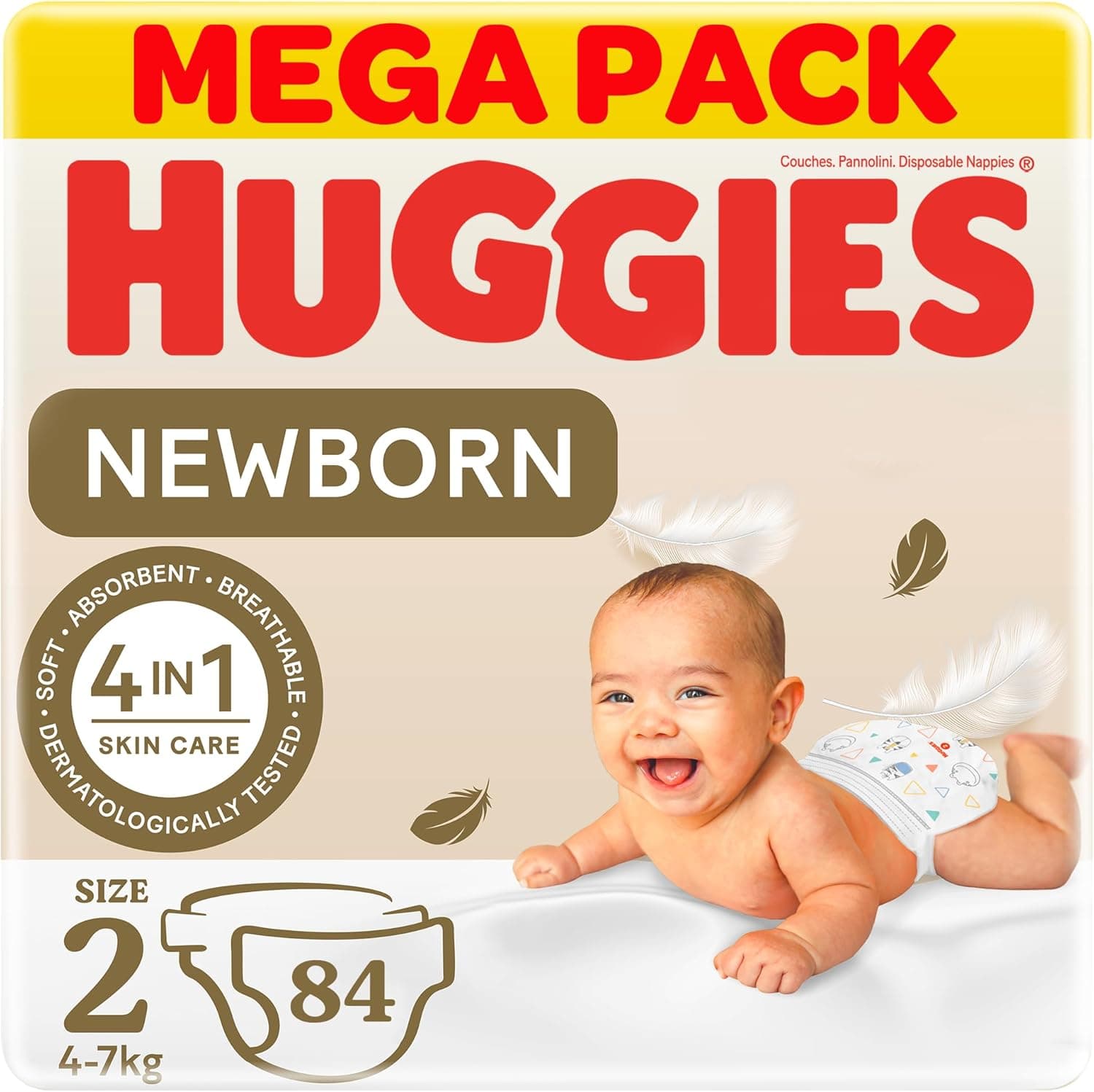 Huggies Extra Care Newborn, Size 2, 4 - 6 kg, Mega Pack, 84 Diapers - 1