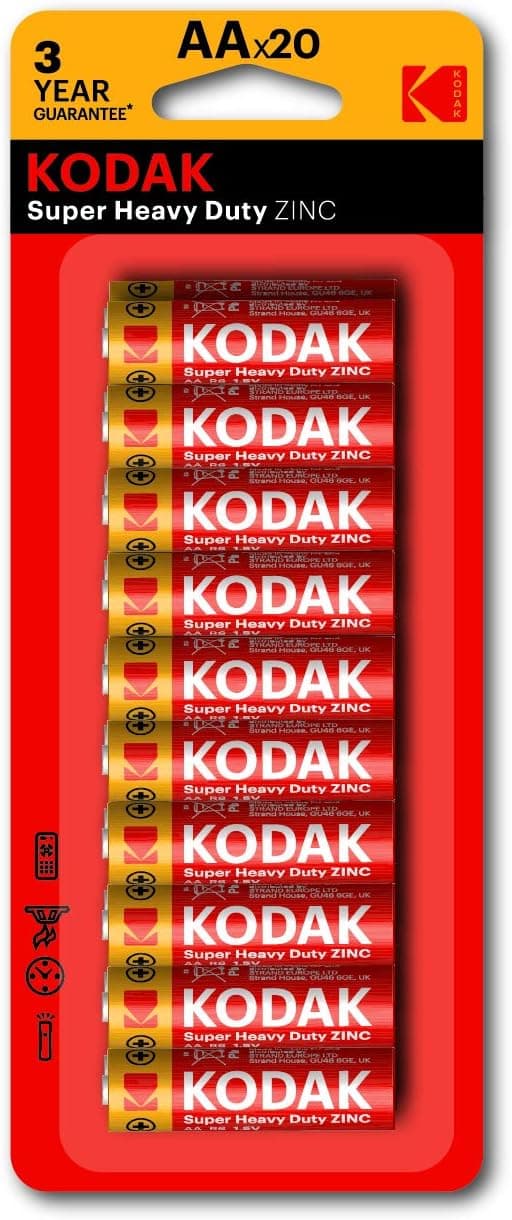 KODAK Super Heavy Duty | AA Batteries | Double A | Disposable Household | Carbon Zinc | 1.5V | 20 Blister Pack - 1